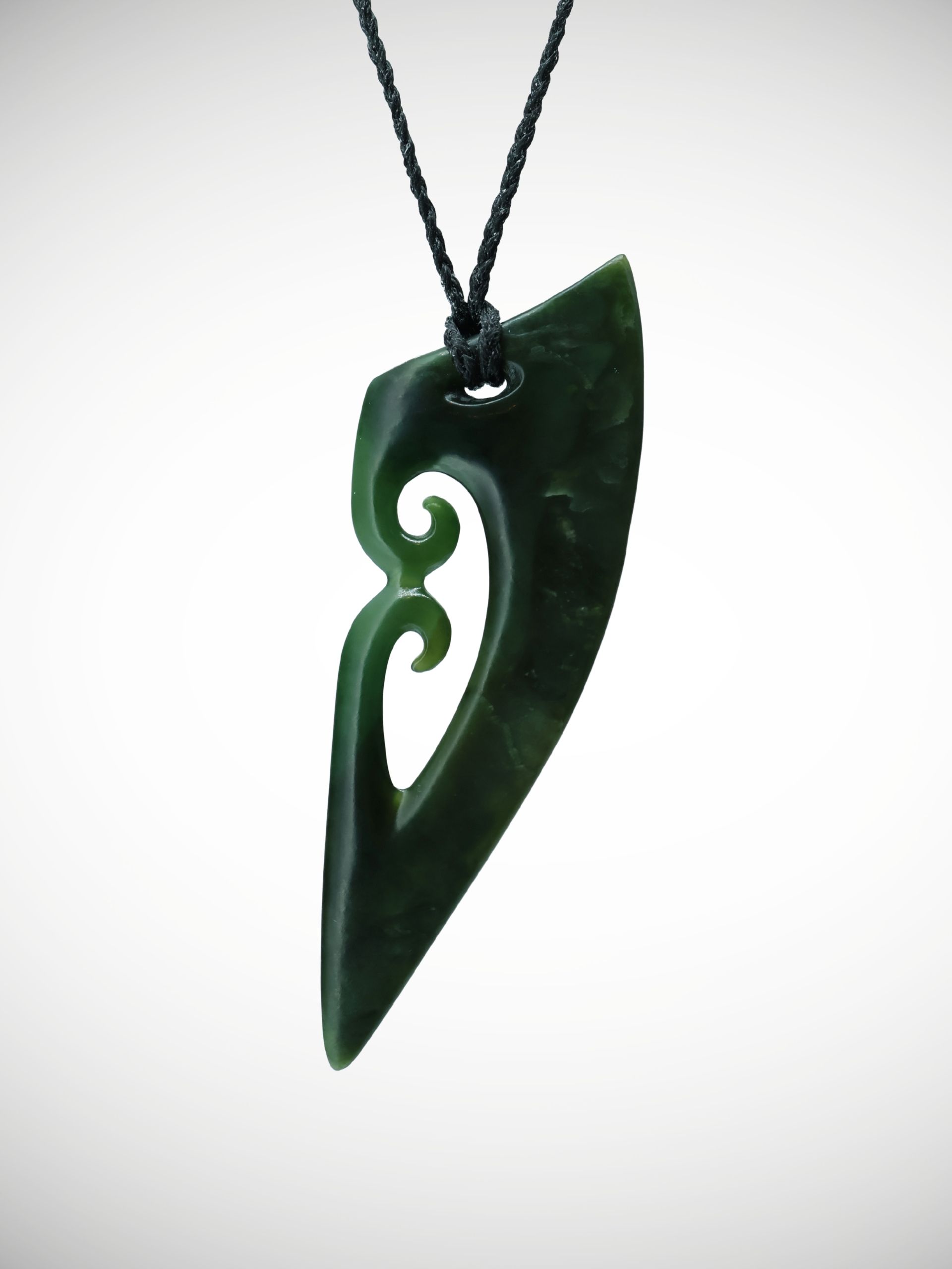 Moko Pounamu Double Koru NZ Genuine Kawakawa Greenstone - Tahito