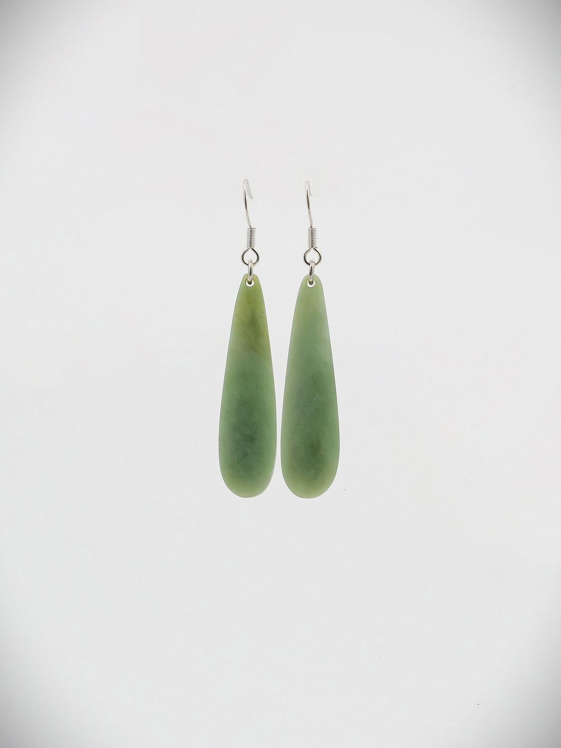 Moko Pounamu NZ Inanga Greenstone & Sterling Silver Earrings - Kairakau
