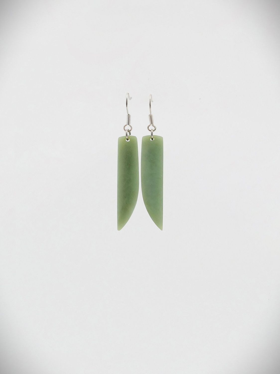 Moko Pounamu NZ Inanga Greenstone & Sterling Silver Earrings - Mahia