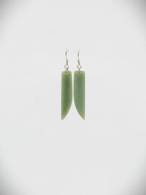 Moko Pounamu NZ Inanga Greenstone & Sterling Silver Earrings - Mahia
