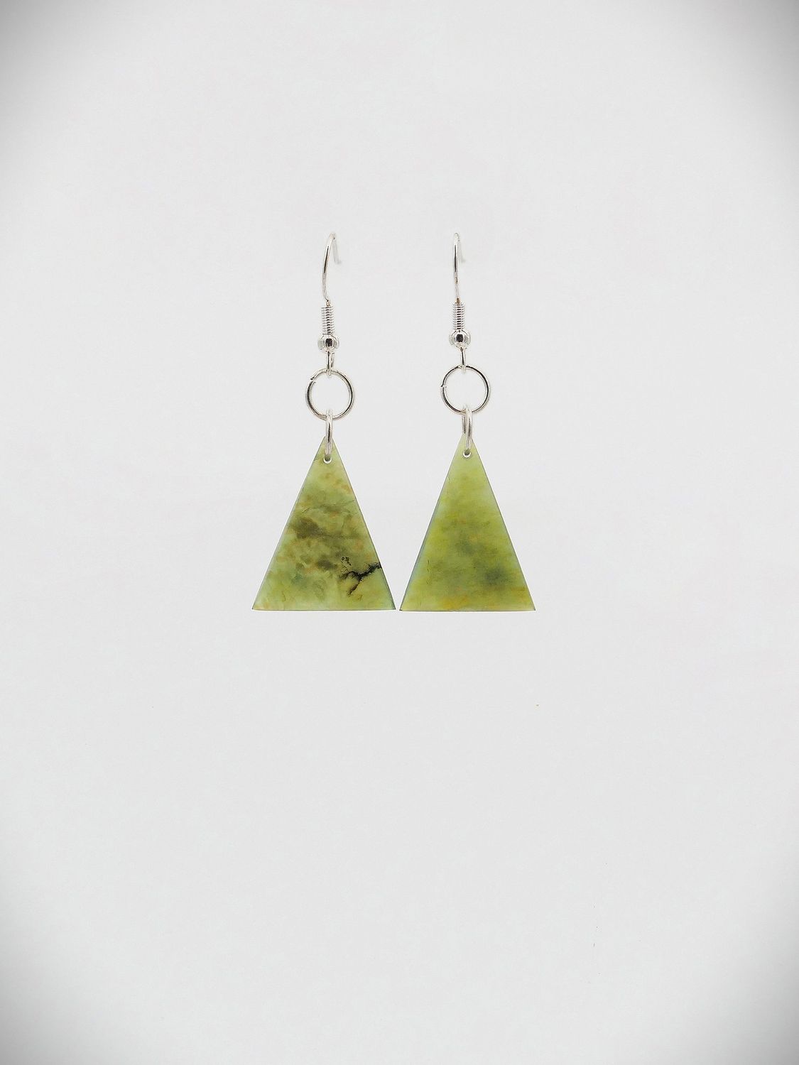 Moko Pounamu NZ Kawakawa Greenstone & Sterling Silver Earrings - Opoutama
