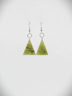 Moko Pounamu NZ Kawakawa Greenstone & Sterling Silver Earrings - Opoutama