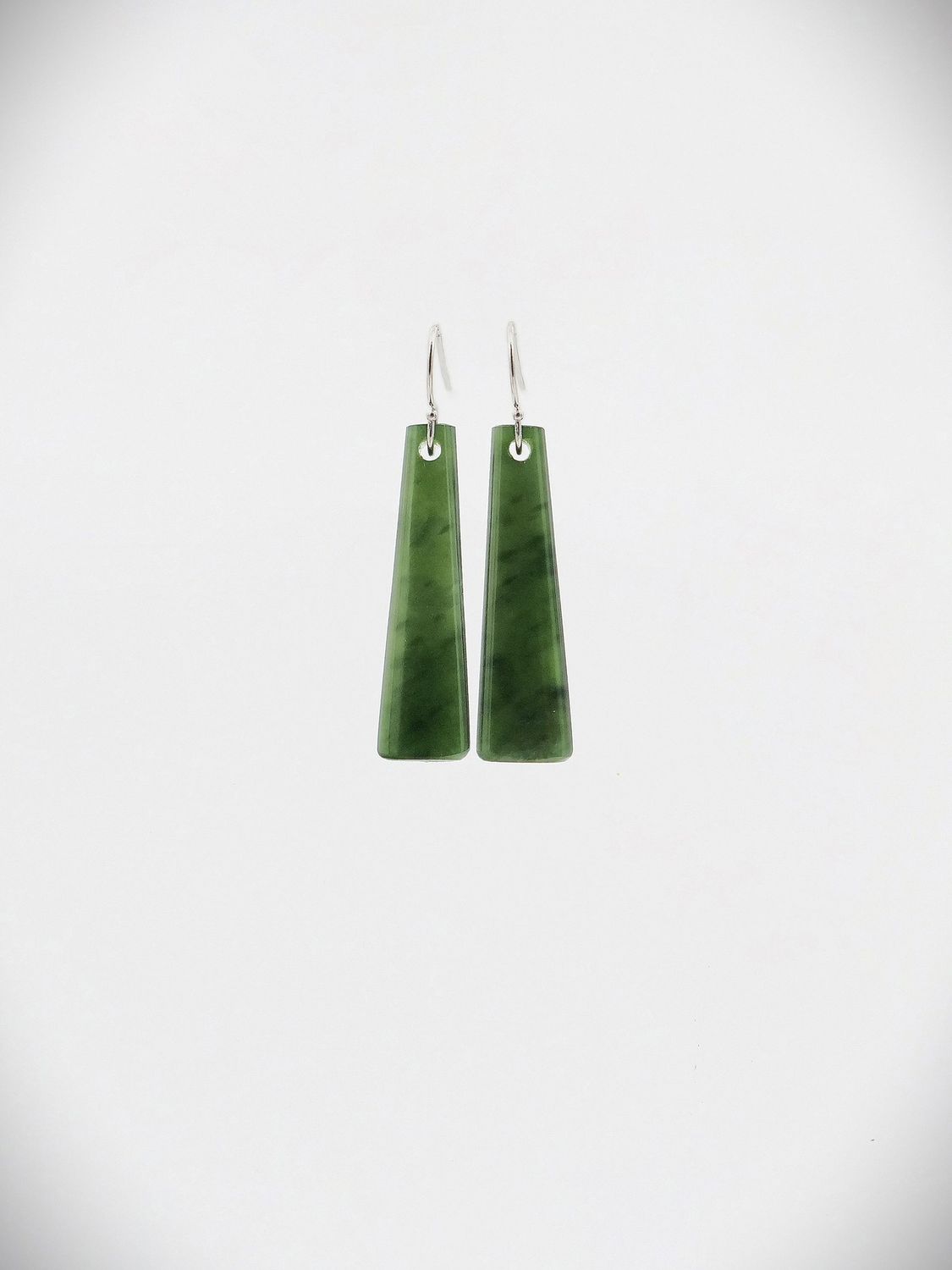 Moko Pounamu NZ Kawakawa Greenstone & Sterling Silver Earrings - Kahutara