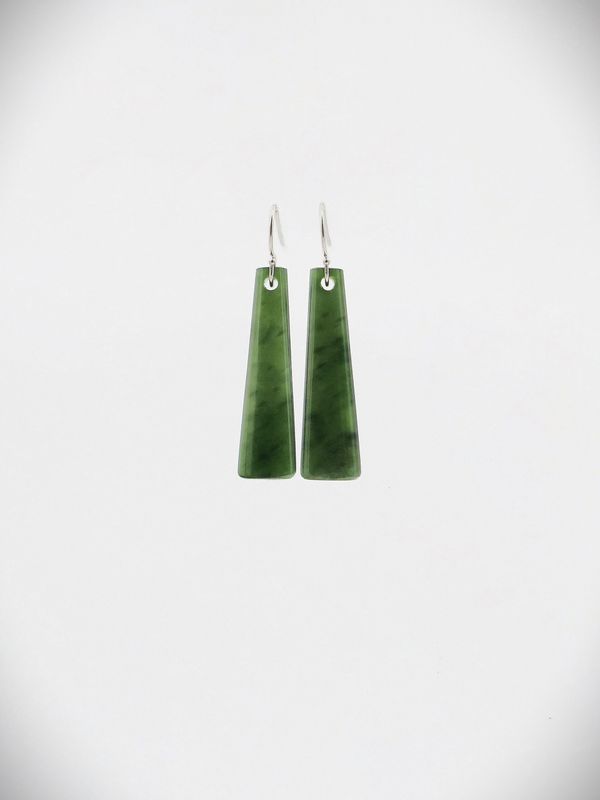 Moko Pounamu NZ Kawakawa Greenstone & Sterling Silver Earrings - Kahutara