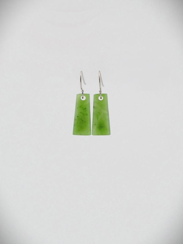 Moko Pounamu NZ Kahurangi Greenstone & Sterling Silver Earrings - Okepuha