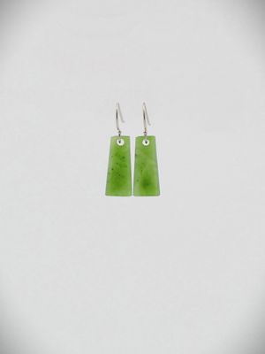 Moko Pounamu NZ Kahurangi Greenstone & Sterling Silver Earrings - Okepuha