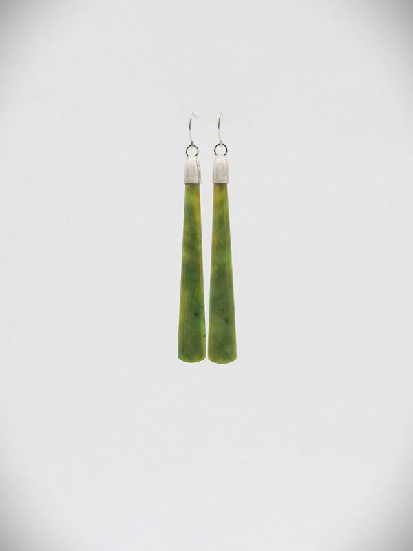 Moko Pounamu NZ Marsden Flower Greenstone & Sterling Silver Earrings - Onenui