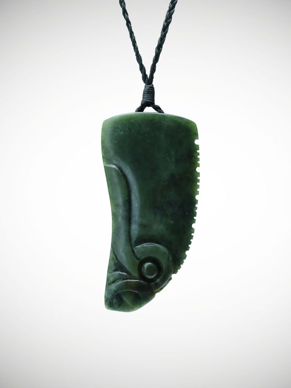 Moko Pounamu Rei Niho (tooth) NZ Genuine Kawakawa Greenstone - Pikirakatahi