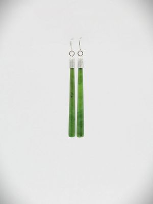 Moko Pounamu NZ Kahurangi Flower Greenstone & Sterling Silver Earrings - Whangawehi