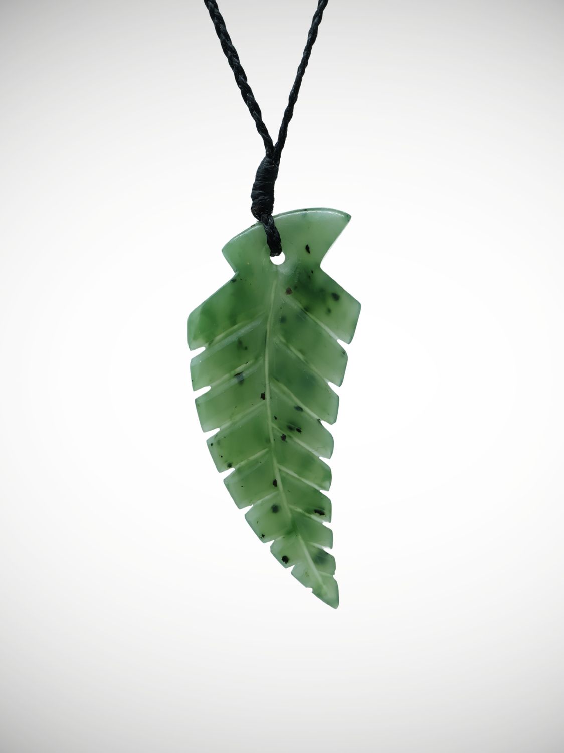 Moko Pounamu Fern Leaf NZ Genuine Kahurangi Greenstone - Iwituaroa