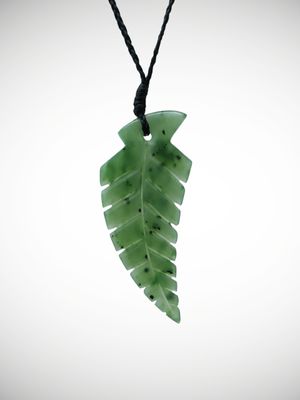Moko Pounamu Fern Leaf NZ Genuine Kahurangi Greenstone - Iwituaroa