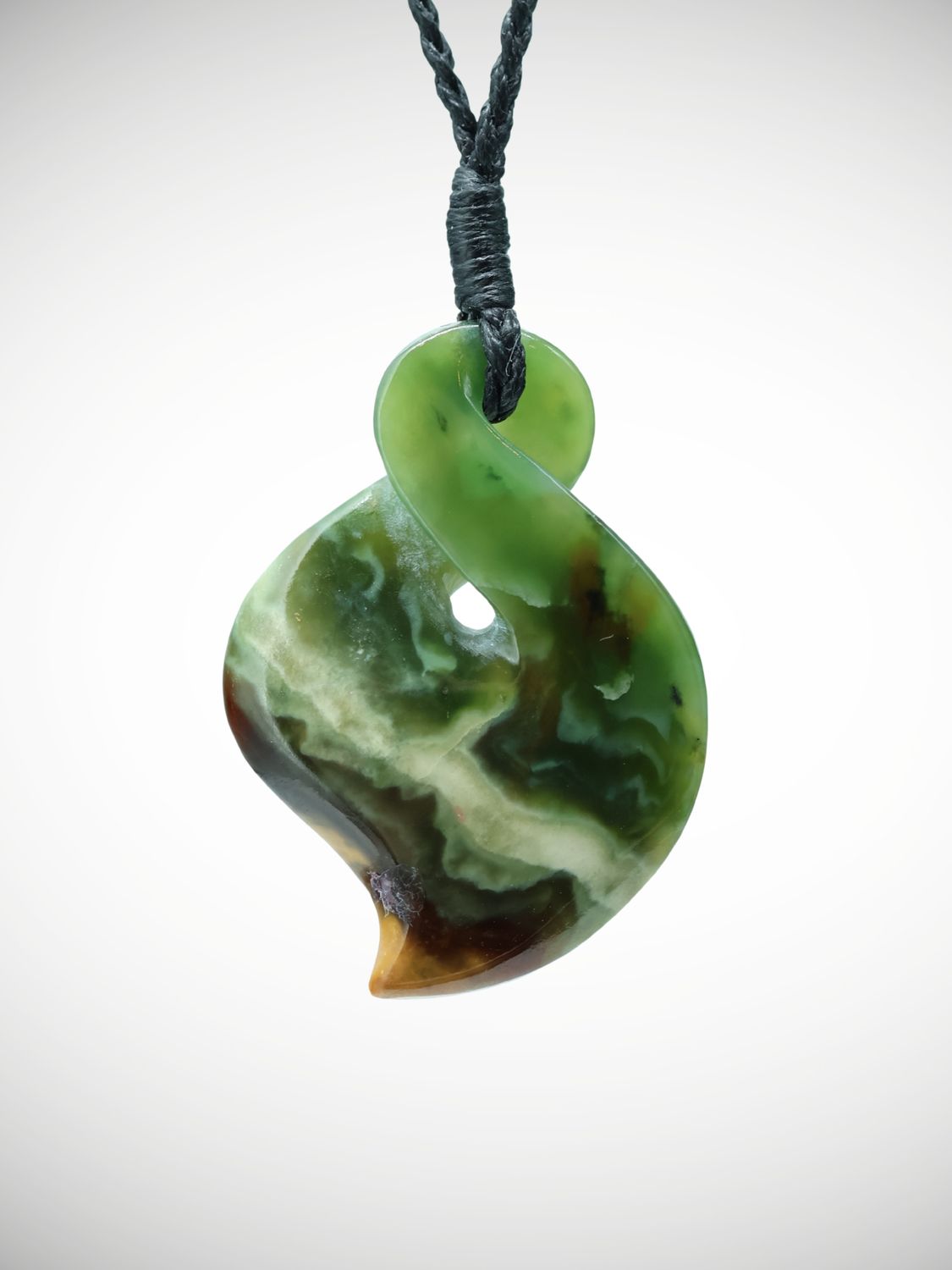 Moko Pounamu Single Pikorua (Twist) NZ Genuine Marsden Flower Greenstone - Aranui