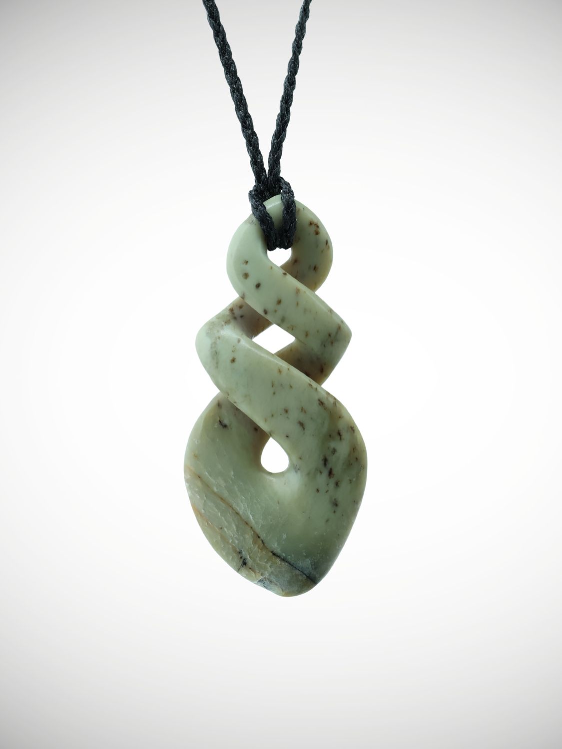 Moko Pounamu Double Pikorua (Twist) NZ Genuine Kokopu Greenstone - Arapito