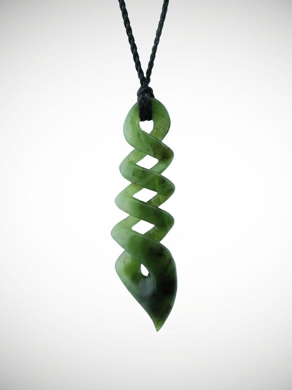 Moko Pounamu Quadruple Pikorua (Twist) NZ Genuine Kawakawa Greenstone - Ararimu