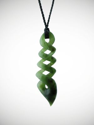 Moko Pounamu Quadruple Pikorua (Twist) NZ Genuine Kawakawa Greenstone - Ararimu