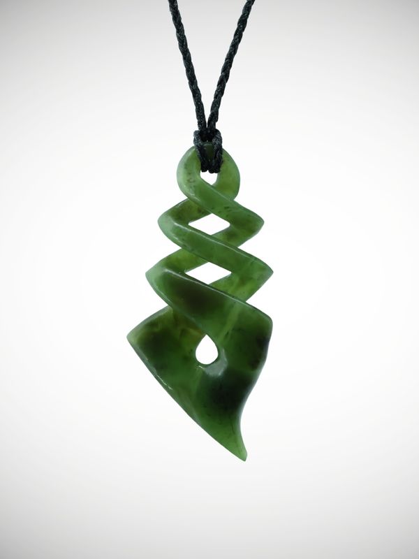 Moko Pounamu Triple Pikorua (Twist) NZ Genuine Kawakawa Greenstone - Ararata