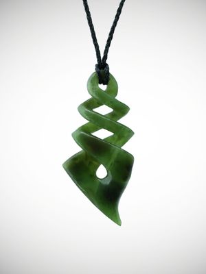 Moko Pounamu Triple Pikorua (Twist) NZ Genuine Kawakawa Greenstone - Ararata