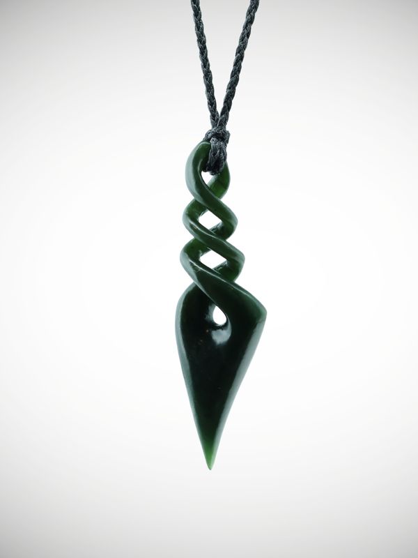 Moko Pounamu Triple Pikorua (Twist) NZ Genuine Kawakawa Greenstone - Ararua