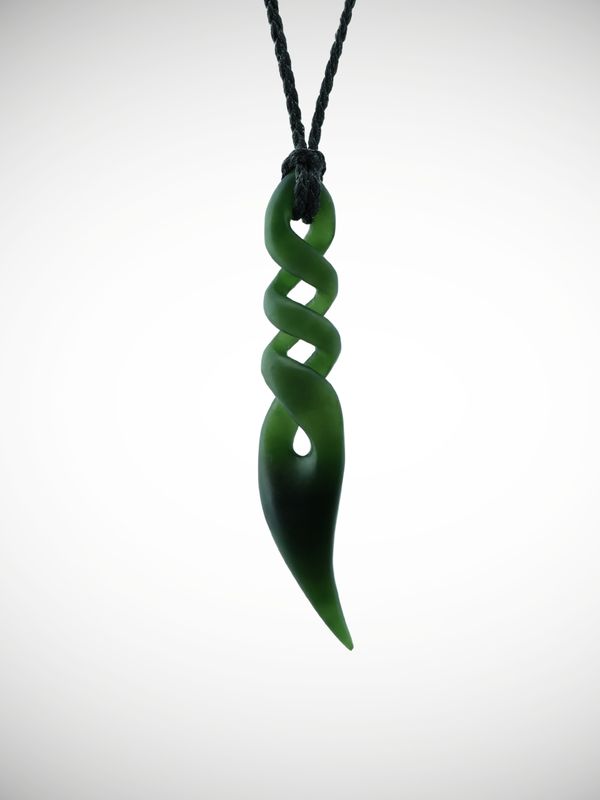 Moko Pounamu Triple Pikorua (Twist) NZ Genuine Kawakawa Greenstone - Aratiatia