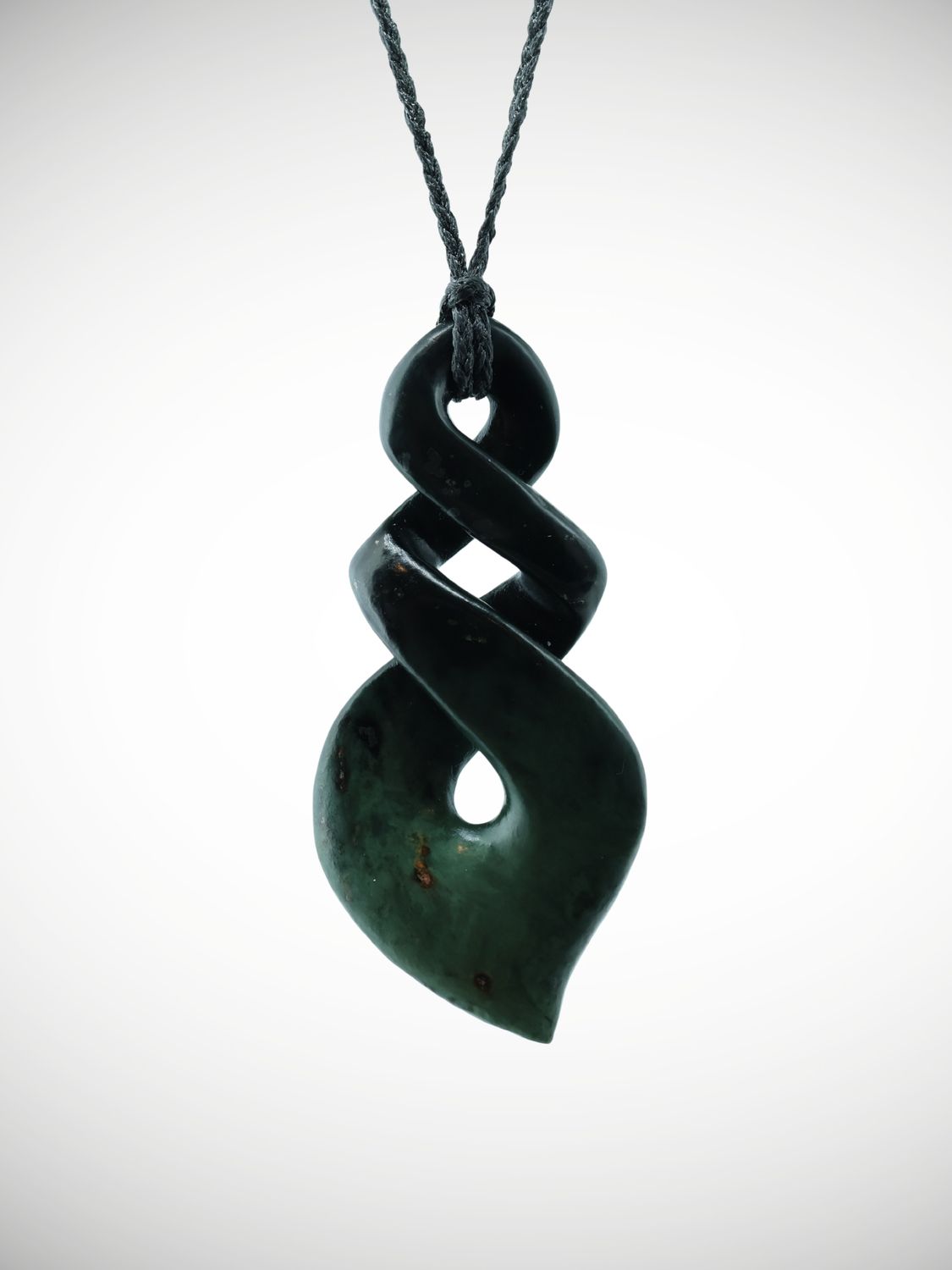 Moko Pounamu Double Pikorua (Twist) NZ Genuine Kawakawa Greenstone - Aratika