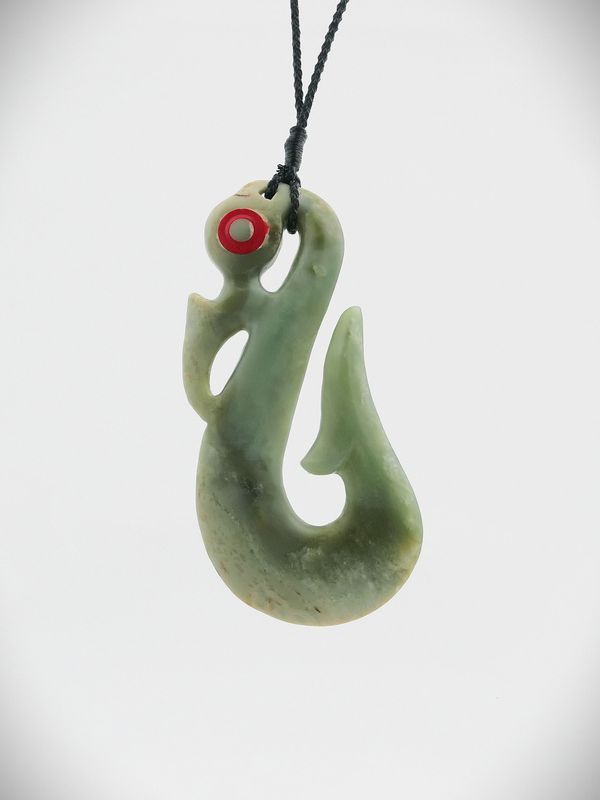 Moko Pounamu Manaia NZ Genuine Inanga Flower Greenstone - Muriwai