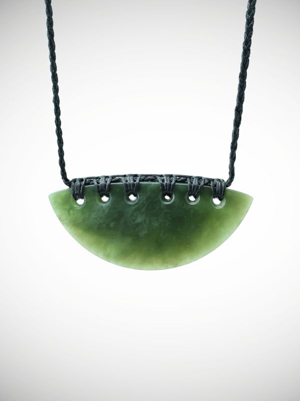 Moko Pounamu Kouma (Breastplate) NZ Genuine Inanga Greenstone - Awakeri