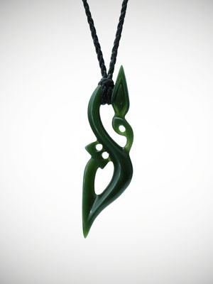 Moko Pounamu Manaia NZ Genuine Kawakawa Greenstone - Awakino
