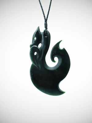 Moko Pounamu Manaia NZ Genuine Kawakawa Greenstone - Awamoko