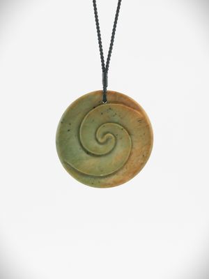 Closed double koru pendant made from NZ Greenstone
