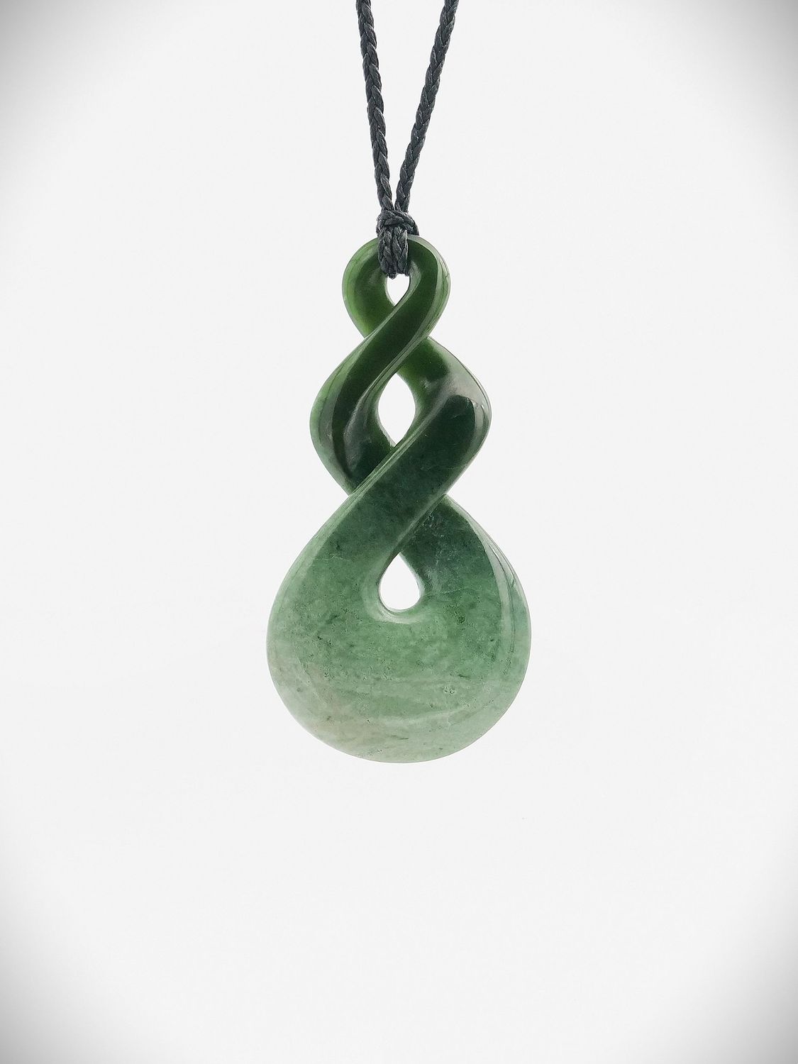 Moko Pounamu Double Pikorua (Twist) NZ Genuine Kawakawa Flower Greenstone - Waingake