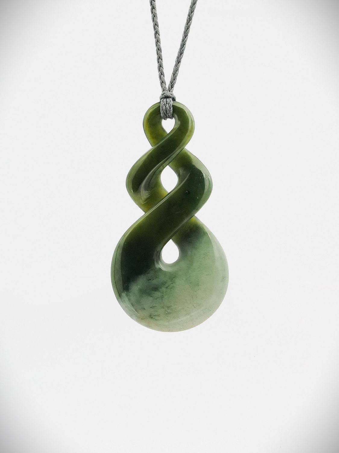 Moko Pounamu Double Pikorua (Twist) NZ Genuine Kawakawa Flower Greenstone - Tiniroto