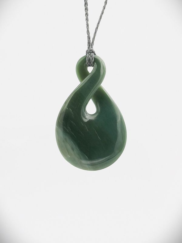 Moko Pounamu Pikorua NZ Genuine Inanga Flower Greenstone - Taruna