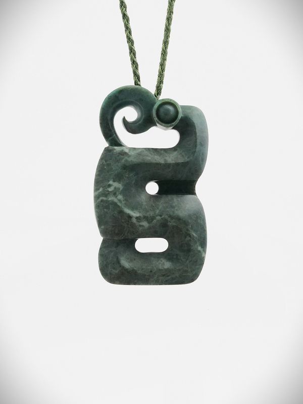 Moko Pounamu Manaia NZ Genuine (Nelson) Te Tau Ihu Blue Greenstone - Tiraumea