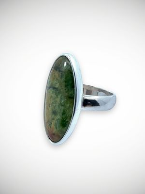 Moko Pounamu Jewellery NZ Genuine Kahurangi Flower Pounamu & Sterling Silver Ring - Arapito