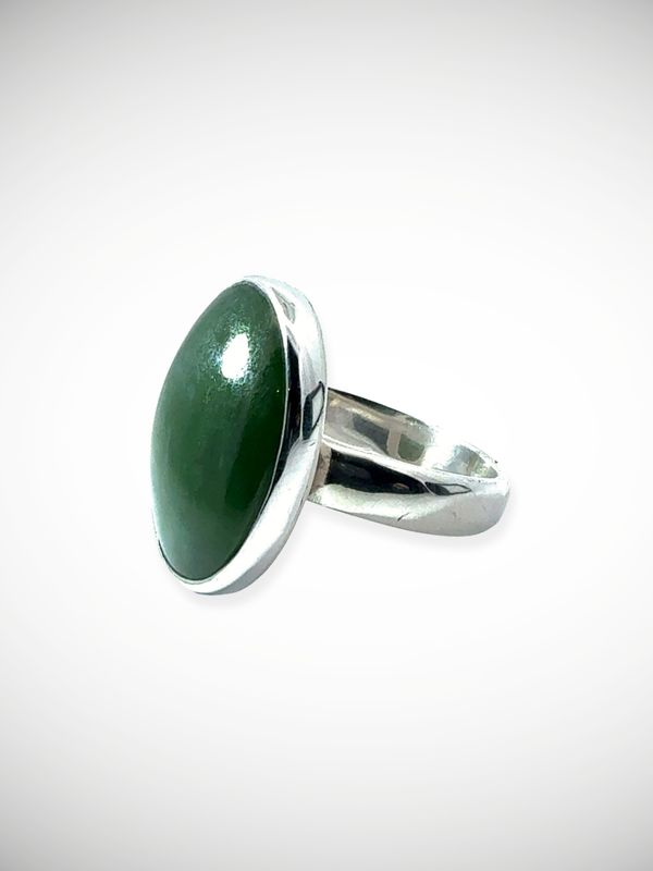 Moko Pounamu Genuine NZ Kahurangi Greenstone & Sterling Silver Ring - Arataha