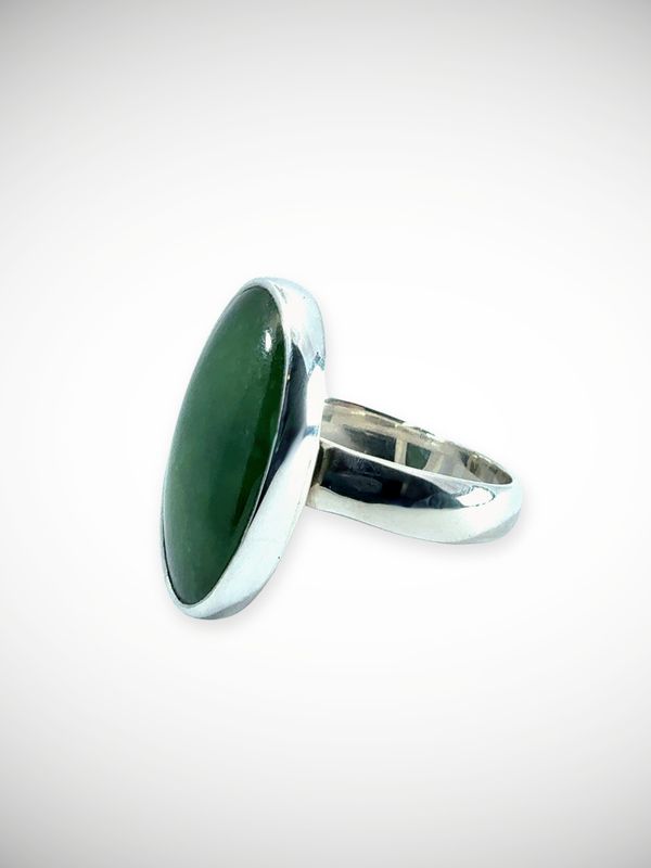 Moko Pounamu Genuine NZ Kahurangi Greenstone & Sterling Silver Ring - Ararua
