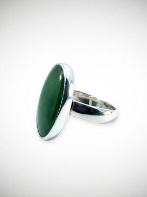 Moko Pounamu Genuine NZ Kahurangi Greenstone & Sterling Silver Ring - Ararua