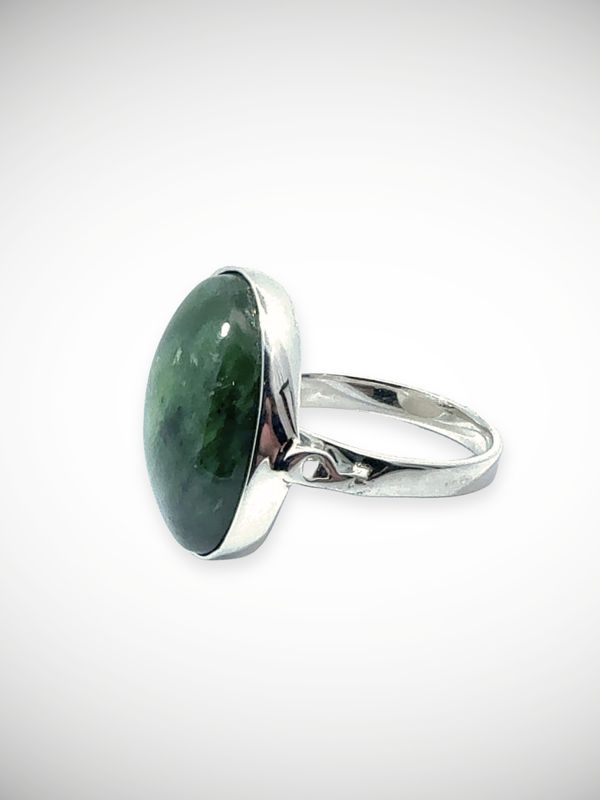 Moko Pounamu Genuine NZ Kahurangi Flower Greenstone & Sterling Silver Ring - Ararata