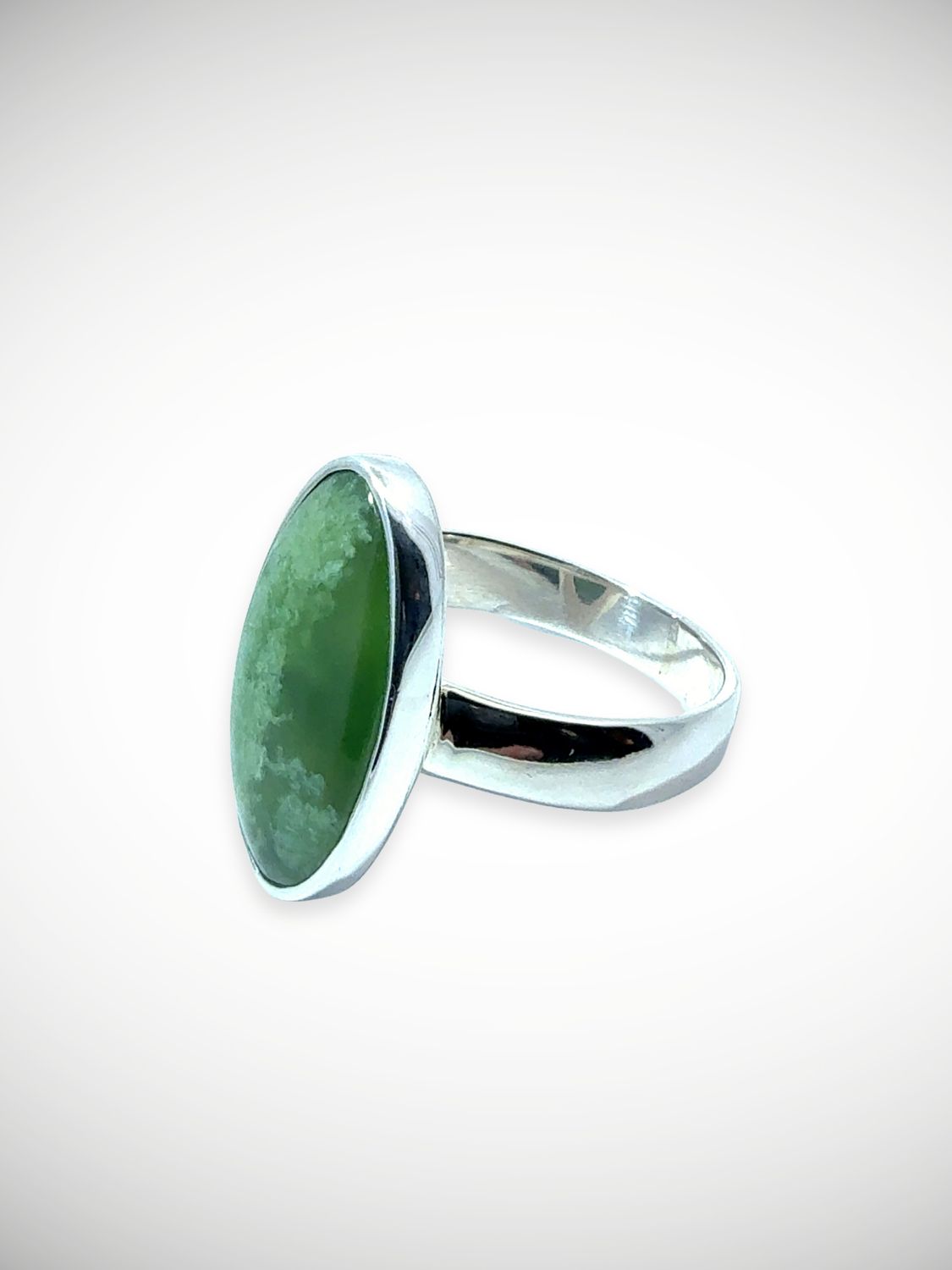 Moko Pounamu Jewellery NZ Genuine Kahotea Pounamu & Sterling Silver Ring - Awaiti