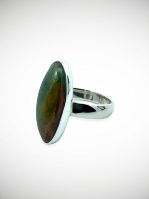 Moko Pounamu Jewellery NZ Genuine Marsden Flower Pounamu & Sterling Silver Ring - Awakino