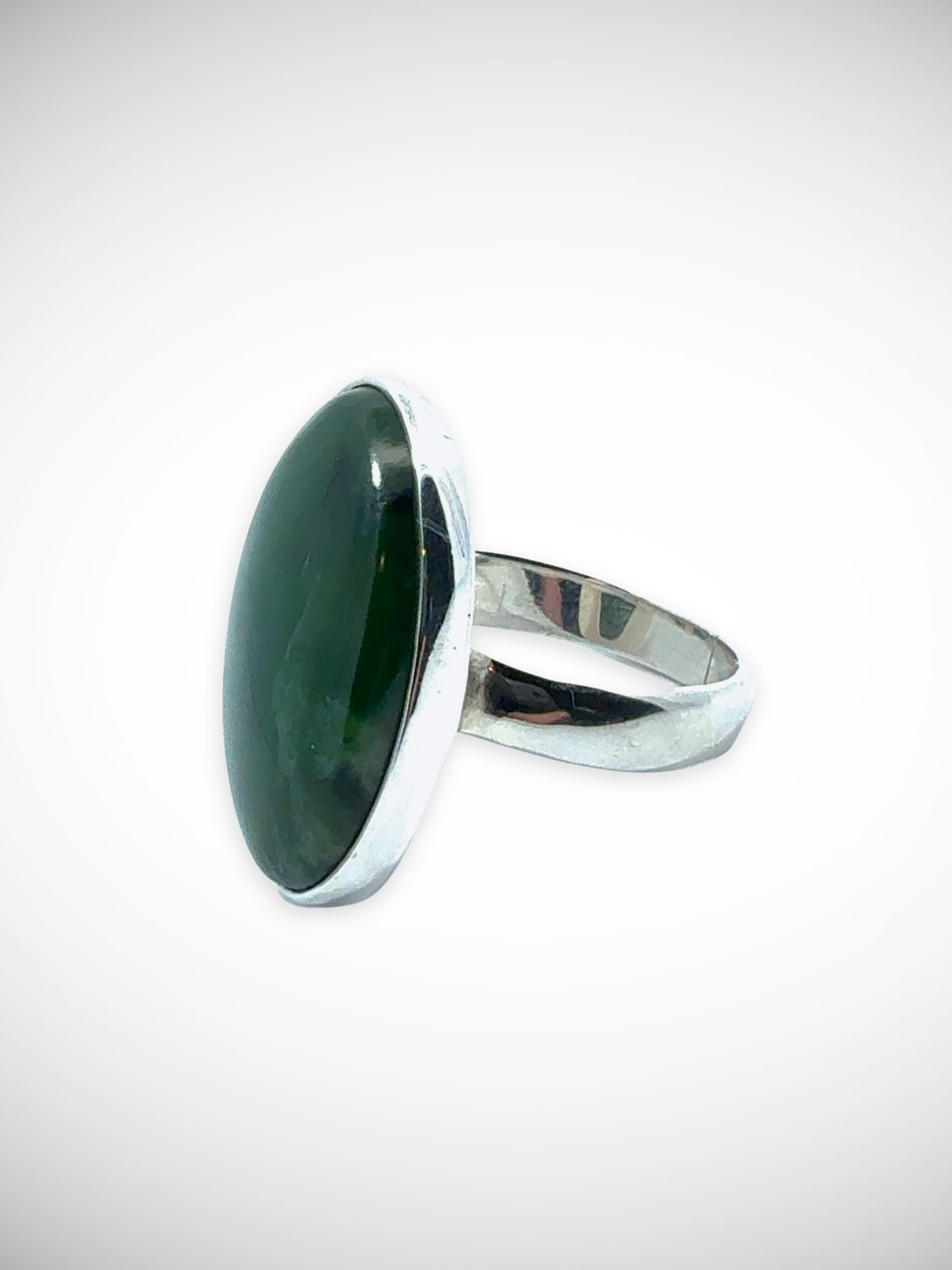 Moko Pounamu Genuine NZ Kahotea Greenstone & Sterling Silver Ring - Awanui