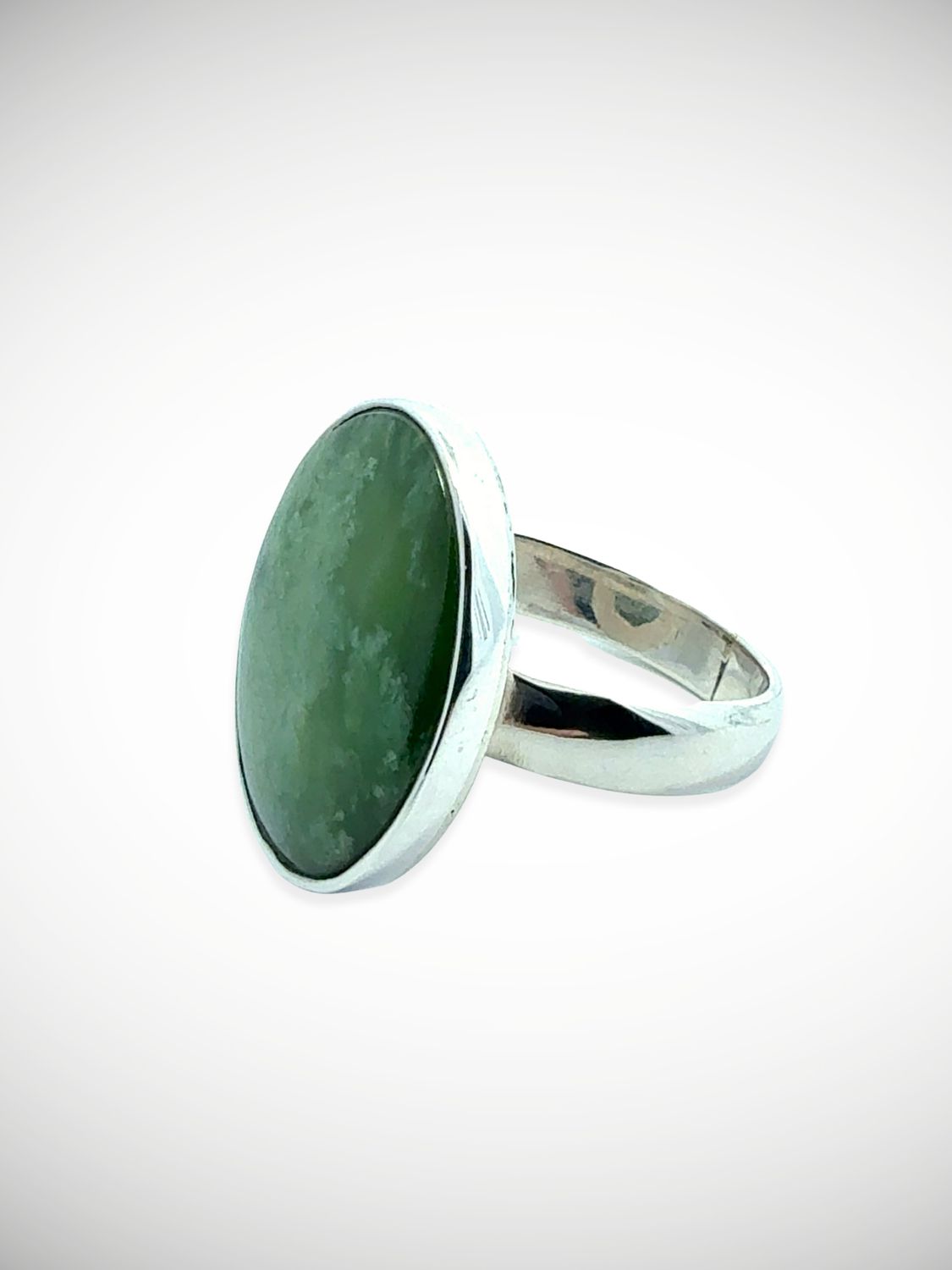 Moko Pounamu Genuine NZ Kahotea Greenstone & Sterling Silver Ring - Awamarino
