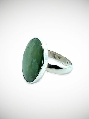 Moko Pounamu Jewellery NZ Genuine Kahotea Pounamu & Sterling Silver Ring - Awamarino