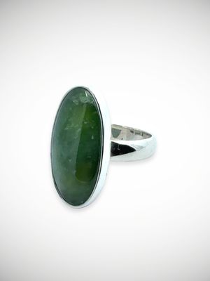 Moko Pounamu Genuine NZ Kahotea Greenstone & Sterling Silver Ring - Awamoana