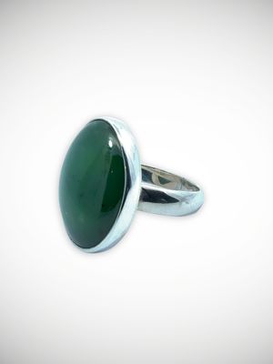 Moko Pounamu Jewellery NZ Genuine Kahurangi Pounamu & Sterling Silver Ring - Awapikopiko