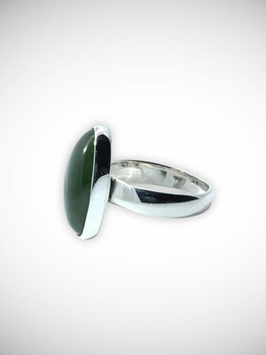 Moko Pounamu Jewellery NZ Genuine Kawakawa Pounamu & Sterling Silver Ring - Awariki