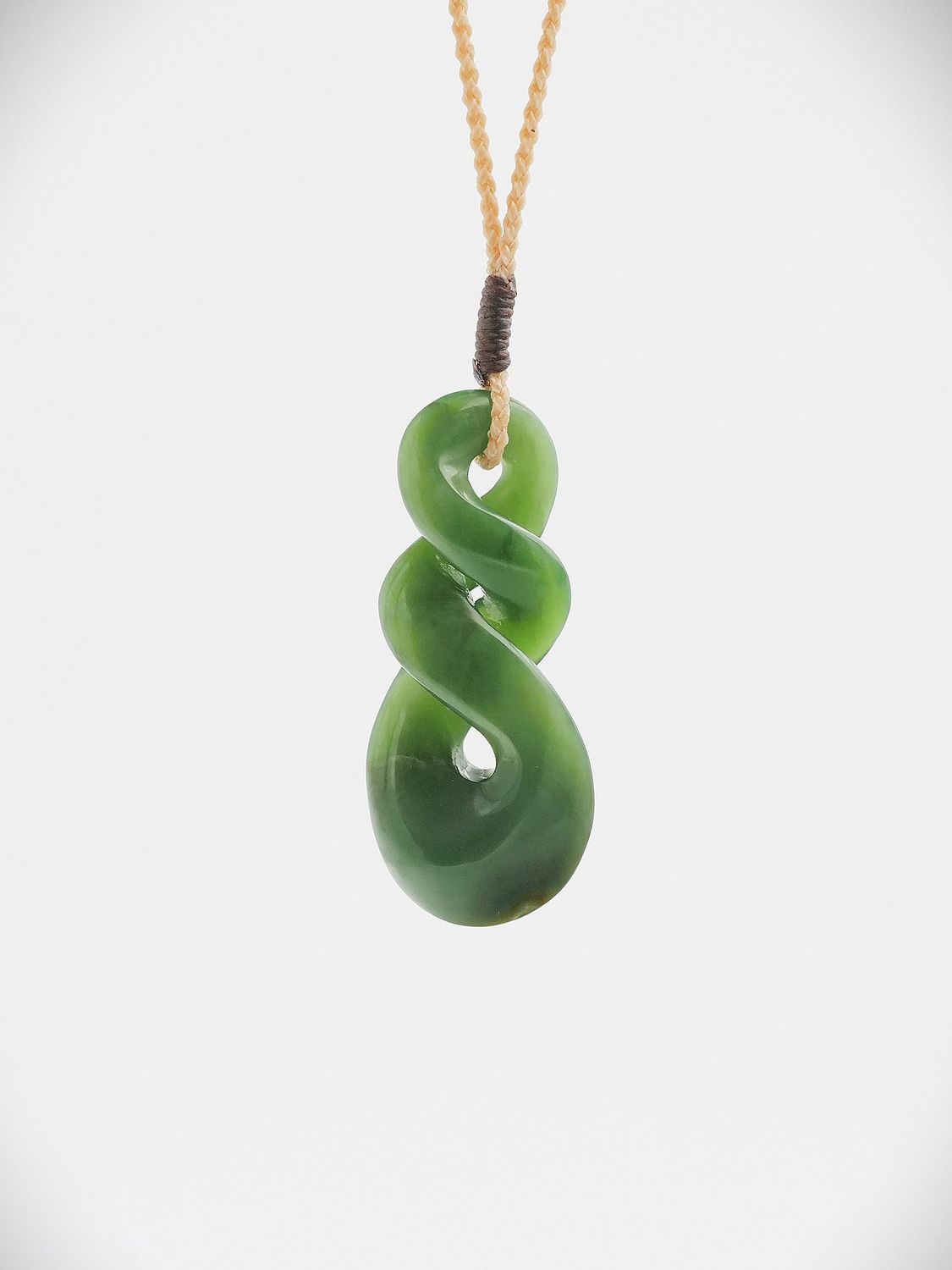 Moko Pounamu Double Pikorua (Twist) NZ Genuine Inanga Greenstone - Manuherikia