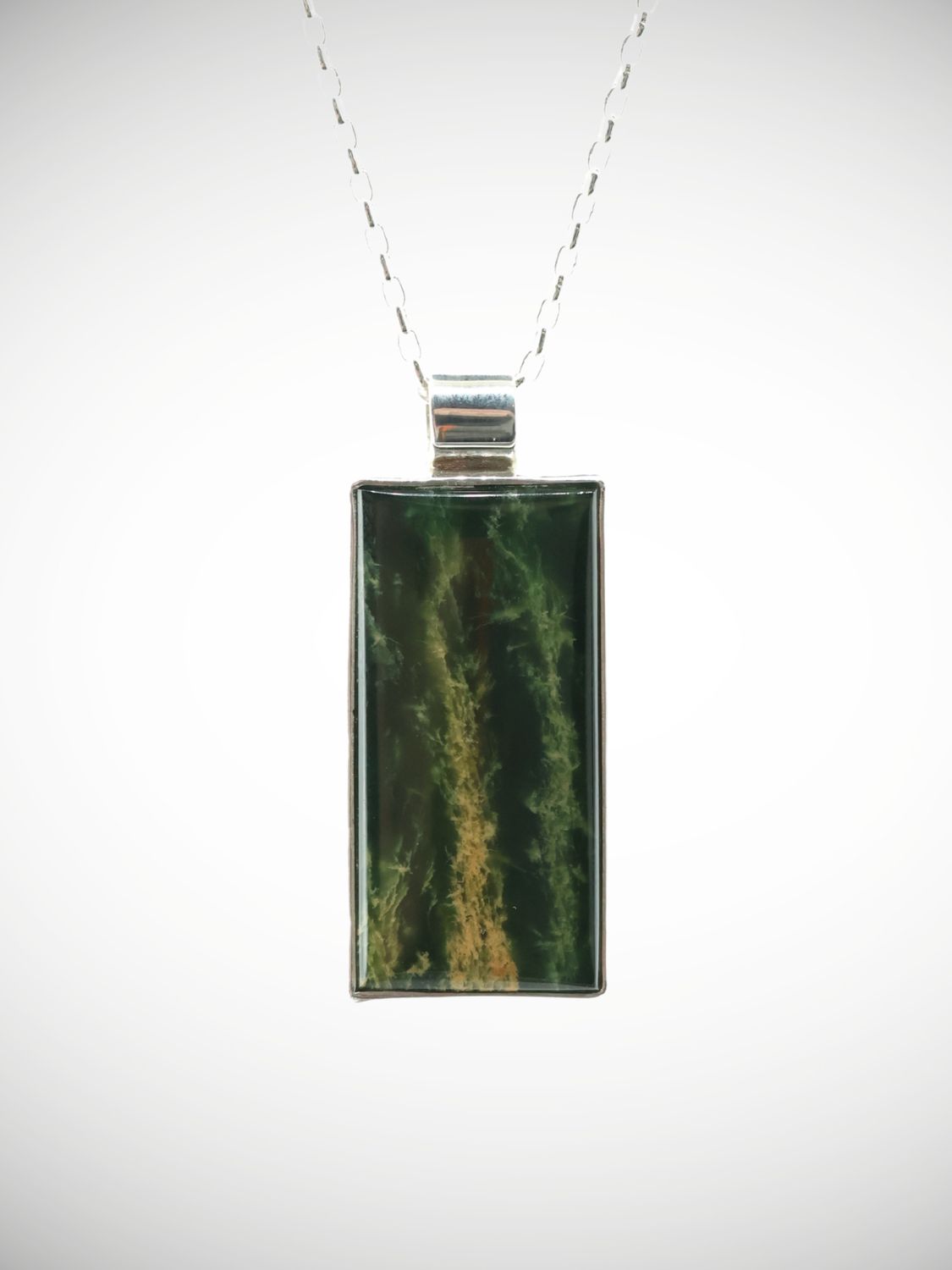 Moko Pounamu Genuine NZ Reversible Kawakawa Flower Greenstone & Paua Shell Sterling Silver Pendant - Eketahuna
