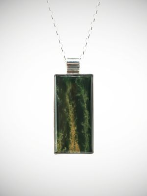 Moko Pounamu Genuine NZ Reversible Kawakawa Flower Greenstone & Paua Shell Sterling Silver Pendant - Eketahuna