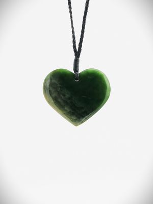 Moko Pounamu Heart NZ Genuine Marsden Flower Greenstone - Makarau
